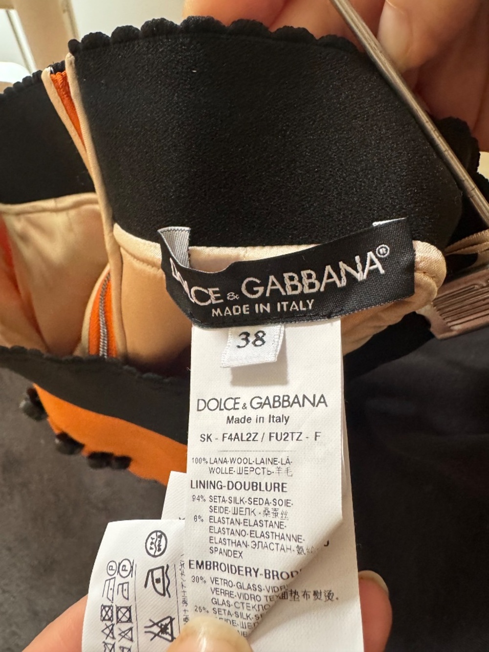 Dolce & Gabbana Embellished Wool Orange Pisa Skirt – IT 38 / US 2 - Picture 5 of 6